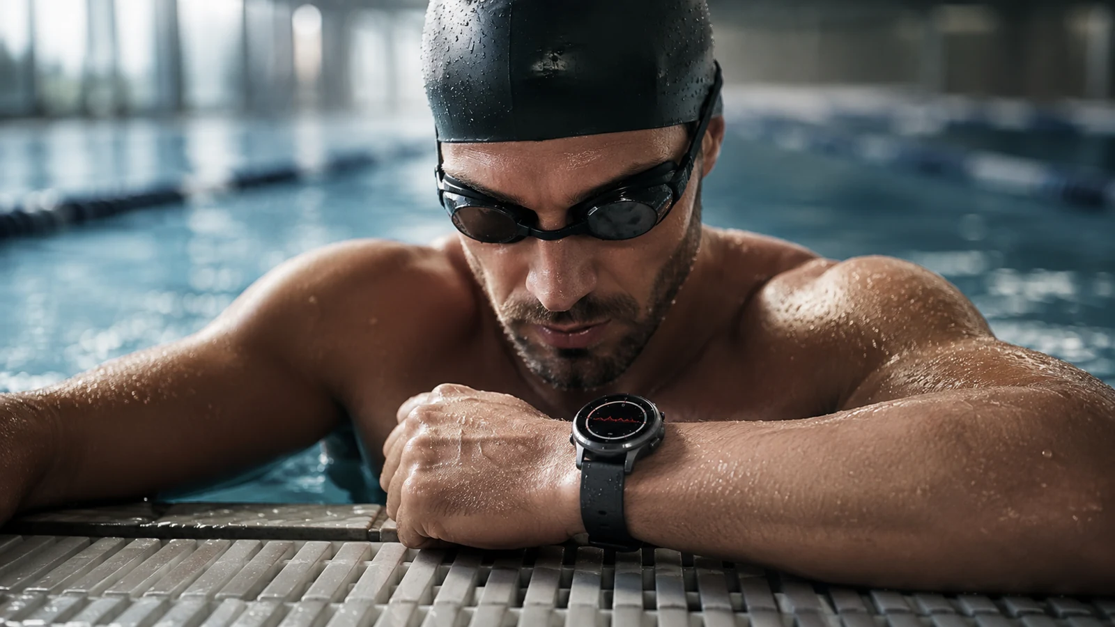 Illustration natation montre cardio sans ceinture